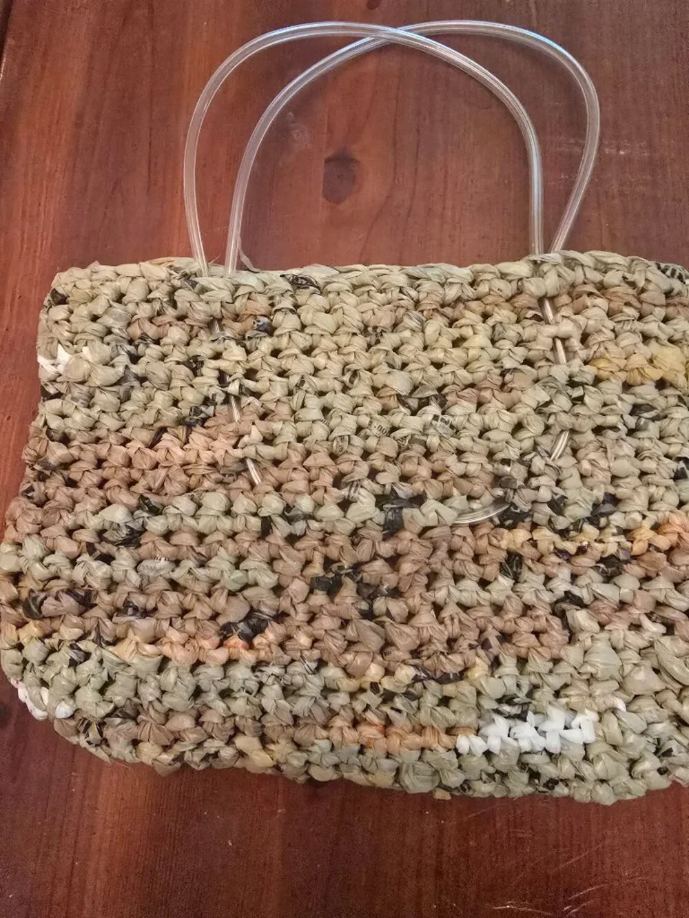 Purse Handmade Recycled Plastic Bags Boho Hippie Plastic Tubing Handles 8.5